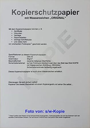 Папір для захисту від копіювання, DIN A4, 90 г/м, 500 аркушів, з ефектом водяного знака