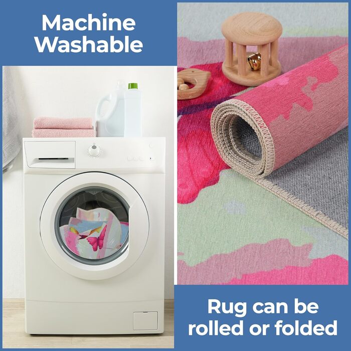 Дитячий килимок SUPERIOR Chasing Butterflies з поліестеру плоского плетіння для приміщень з нековзною нижньою частиною, 1,52 м х 2