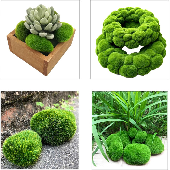 Штучні мохові камені Amacoam Розмір мохових куль Штучні декоративні свіжі мохові камені легкі, виготовлені за допомогою електростатичної адсорбції Застосовуються до казкових садів, квіткових композицій, тераріумів