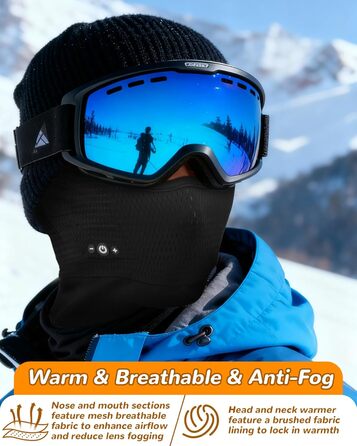 Лижна маска-балаклава з Bluetooth-навушниками, спорядження для холодної погоди для катання на лижах, сноуборді та мотоциклі, унікальні технічні подарунки для чоловіків та жінок