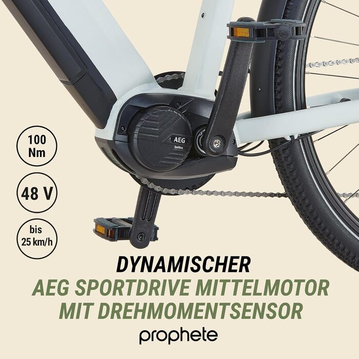 Електровелосипед Prophete Entdecker 5.0 28-дюймовий трекінговий велосипед двигун AEG SportDrive II із середнім приводом 250 Вт/100 Нм акумулятор 48 В/720 Втгод із запасом ходу до 220 км 10-ступінчаста коробка передач Deore гідравлічні дискові гальма, трап