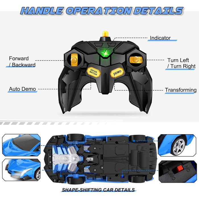 3-8 Years Girl Boy Transformer Remote Car Toy for Children Gift for Girl Boy 3 4 5 6 7 8 9 10 Years RC Car Robot 360 Rotation 2.4G