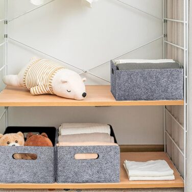 Набір кошиків з фетру JMIATRY, 6 предметів, 325x15 см, коробка для зберігання з фетру, сірий фетр, для полиць, шаф, офісу