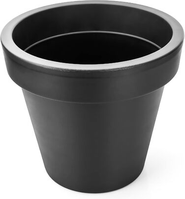Квітковий горщик BigDean 2 шт. XXL ø60 см, класичний антрацит - з колесами, що обертаються на 360 градусів, дренажний отвір, що герметично закривається - всепогодний пластик - великий горщик, підходить для використання в приміщенні та на вулиці
