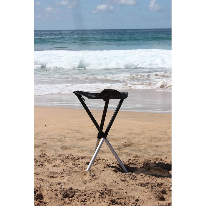 Табурет Walkstool - Базова модель - Складаний стілець на 3 ніжках з алюмінію - Складаний - 2 моделі на вибір з фіксованою висотою сидіння 50 та 60 см - Вантажопідйомність від 150 до 175 кг - Виготовлено у Швеції, Чорний, 60 см, Walkstool Basic