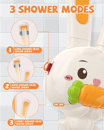 Іграшки для ванни з 2 насадками для душа, електрична іграшка для ванни з розпилювачем води з акумуляторною батареєю, плаваючі твар