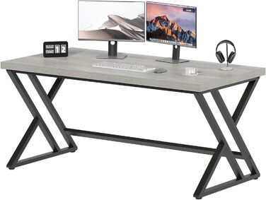 Комп&39ютерний офісний стіл LVB сірого кольору, промислове дерево, ігровий стіл для домашнього офісу, сучасний робочий стіл з дерева та металу, стіл для спальні, робочий стіл керівника у фермерському стилі з місцем для зберігання 1406075,5 см сірого кольо