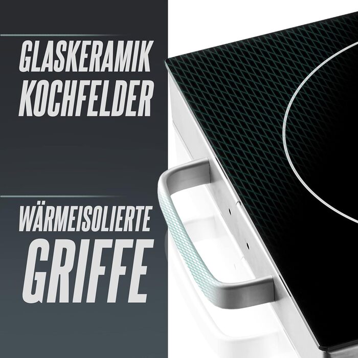 Інфрачервона варильна поверхня HEINRICHS Склокерамічна варильна поверхня з інфрачервоним нагріванням, електричні варильні поверхні, що підходять для всіх каструль і сковорідок, 2000 Вт для кемпінгу/офісу/кухні/на відкритому повітрі/одиночна, одинарна вари