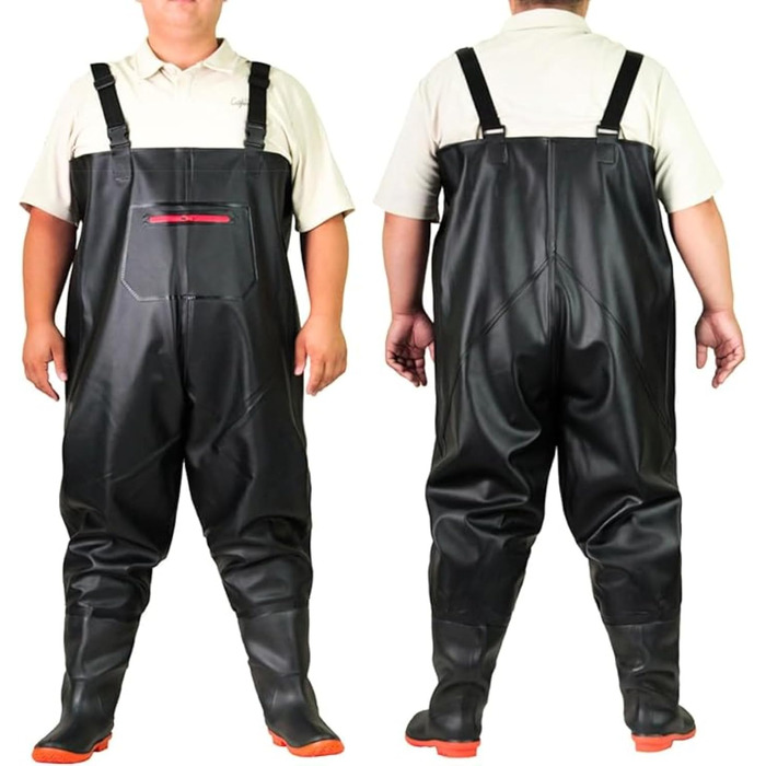 Чоловічі вейдерси HoldOneLight оверсайз, ПВХ, водонепроникні, мисливські, з поясом для ніг, дихаючі, легкі, розмір 44 EU XXL, великі розміри, чорні