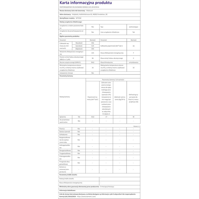 Портативний електричний кулер Mobicool MT35W, 34 літри, 12/230 В, 33 літри