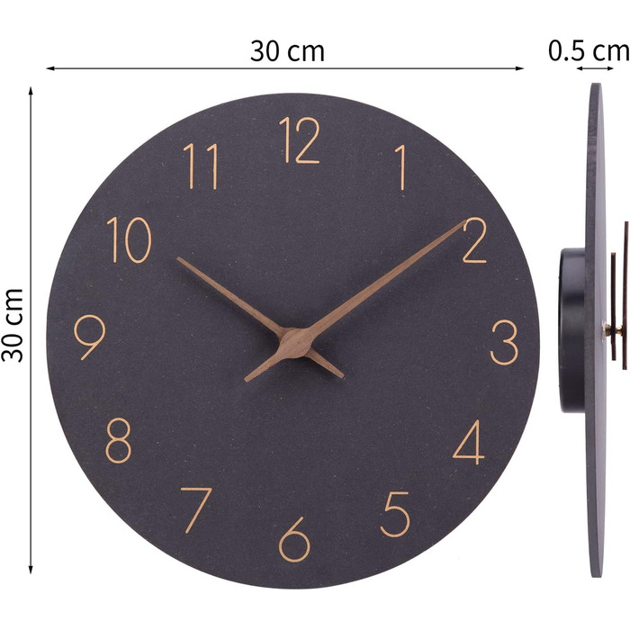 Дерев'яний настінний годинник ACCSHINE MDF без біжучої стрілки безшумний сучасний 30-сантиметровий кварцовий настінний годинник на