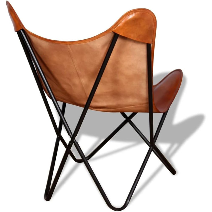 Крісло-метелик з натуральної шкіри - Крісло-метелик для відпочинку у вінтажному ретро стилі з оббивкою з натуральної шкіри - Ергономічне крісло 74 x 66 x 90 см, коричневий колір