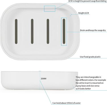 Харчова пластикова мильниця SZDUDU, зберігає мило сухим, легко миється, має сильну дренажну здатність (біла)