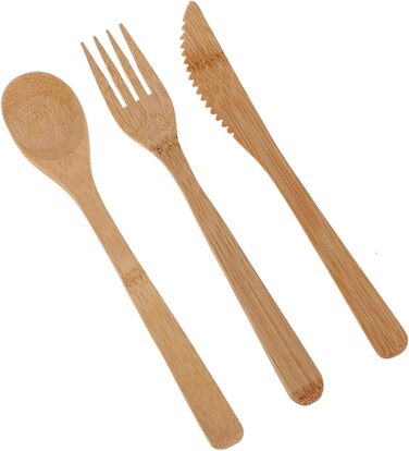 Загальний 1 набір бамбукових столових приборів для подорожей, виделка, ніж, ложка, багаторазові кухонні інструменти з дерева