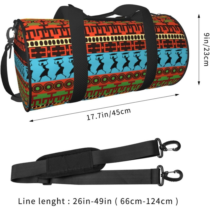 Спортивна сумка, дорожня сумка, з африканським принтом, чорна, універсальний розмір