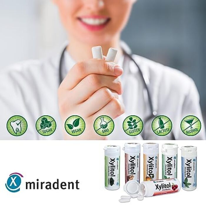 Жувальна гумка miradent Xylitol Dental Care полуниця– 12 шт.
