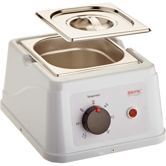 Штадтер Блок контролю температури з контейнером з нержавіючої сталі білий Для розтоплення та темперування шоколаду та кувертюру до 60C Standard White