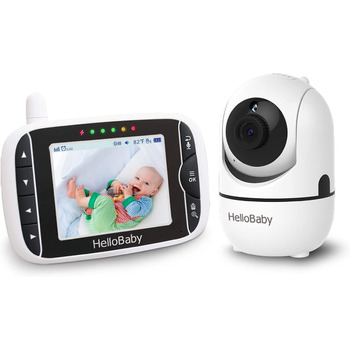 Монітор HelloBaby з камерою HB65, 3,2-дюймовий дисплей, радіоняня, кут огляду 360 градусів, дитяча камера з дистанційним керування