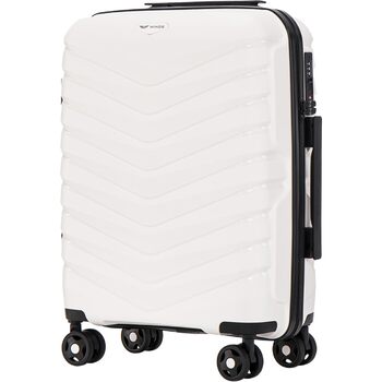 Валіза Wings з твердим корпусом - велика дорожня валіза та візок - надлегка валіза на колесах - ручна поклажа - валіза з замком - маленький візок для літака, біла, 56x421,5 см