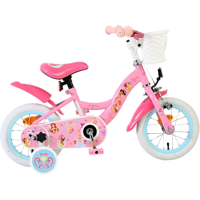 Дитячий велосипед Volare Disney Princess 12 дюймів рожевий з додатковими колесами та кошиком
