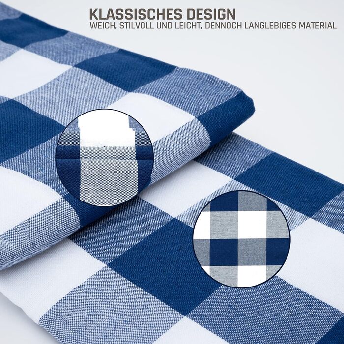 Скатертина 140х240 - Міцна бавовняна скатертина - Високоякісна скатертина синя в клітинку - Скатертина - Скатертина з тканини, що