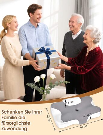 Подушка для шиї 2-в-1 з піни з ефектом пам&39яті, ергономічна для сну на боці та на спині зі знімним чохлом, який можна прати, 6412/13 см