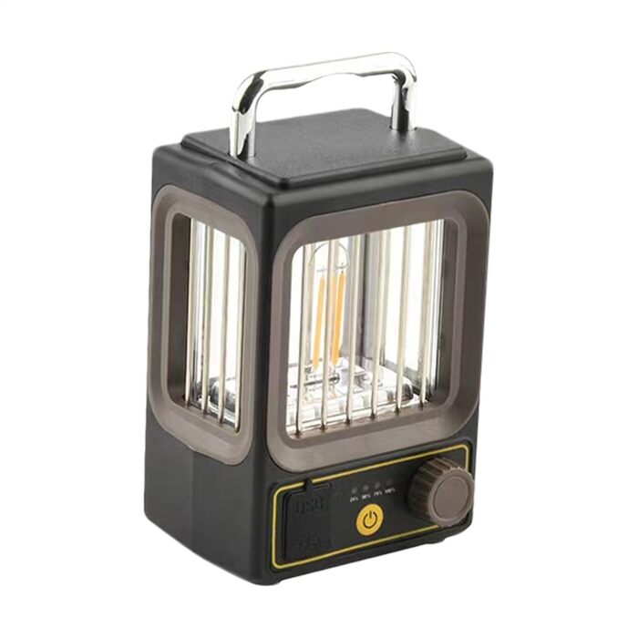 Сонячний ліхтар, портативний кемпінговий ліхтар, 9,5 x 8,9 x 16,5 см, акумуляторний, бездротовий, світлодіодний з міцною конструкцією, садовий настільний світильник, вуличний ліхтар з яскравим дизайном для подвір&39я та саду, сірий