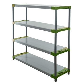 Пластиковий стелаж PROREGAL &quotСірий ведмідь&quot Низький ВxШxГ 138x140x46 см Вантажопідйомність полиці 70 кг Сіро-зелений Пластиковий стелаж для підвалу, стелаж для зберігання, безригельний стелаж ВxШxГ 138x140x46 см сіро-зелений