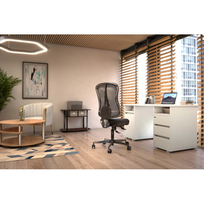 Письмовий стіл PRIMUS з 2 шухлядами, білий - Офісний стіл, комп&39ютерний стіл для домашнього офісу з місцем для зберігання та відкритими полицями - 145 x 74 x 65 см (Ш/В/Г) 145 см білий