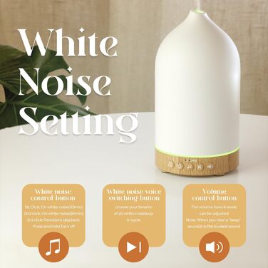 Керамічний ароматичний дифузор SALKING, білий шумовий дифузор для ефірних олій, ультразвуковий ароматерапевтичний дифузор ароматичних олій, ароматична лампа з автоматичним вимкненням для домашнього офісу йоги 200 мл