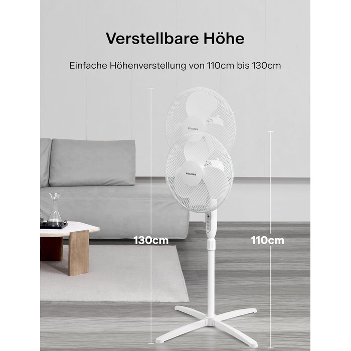 П'єдестальний вентилятор Pelonis, 16-дюймовий вентилятор безшумний з пультом дистанційного керування, регульований по висоті, 3 ре
