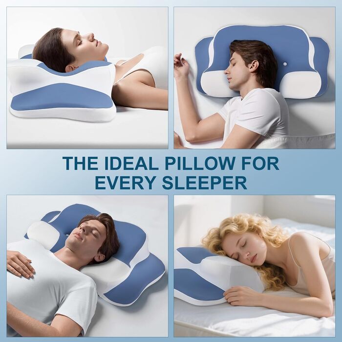 Подушки, 2 регульовані по висоті, з піни з ефектом пам&39яті, для підтримки сну (сині)