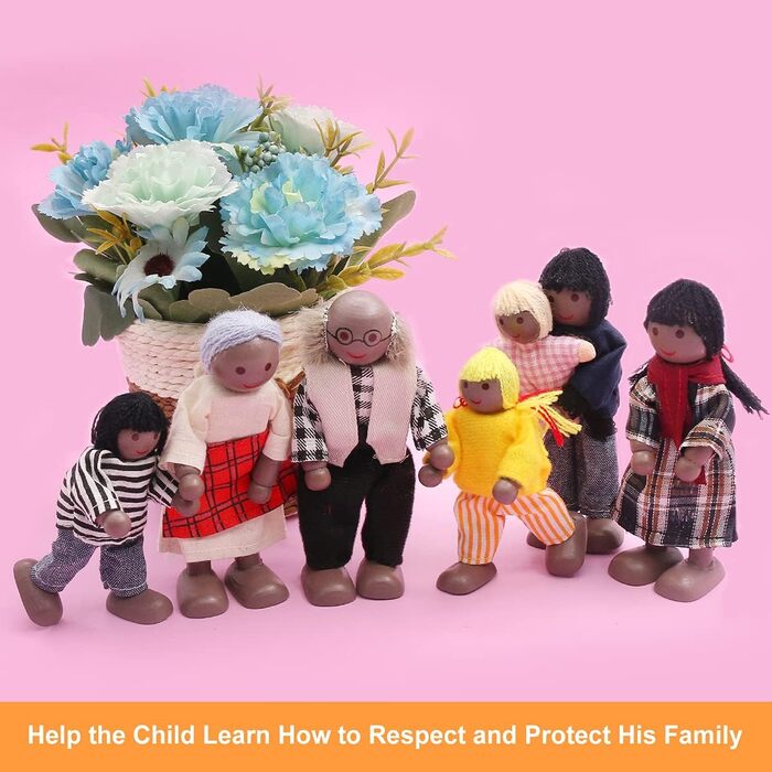 Ігровий набір із 8 дерев&39яних сімейних ляльок SumDirect, дерев&39яні ляльки для сім&39ї ляльок, дитяча іграшка для лялькового будиночка (стиль 4)