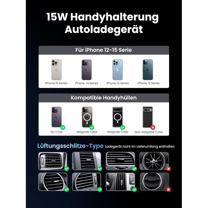 Тримач для мобільного телефону автомобільний з функцією зарядки Тримач для мобільного телефону сумісний з автомобільним тримачем M