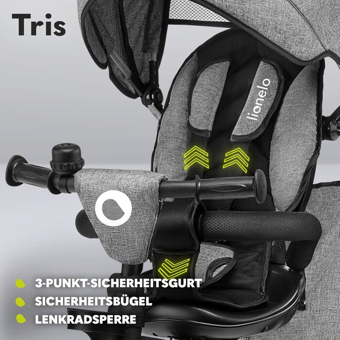 В1 триколісний велосипед і коляска, складається для дітей від 1,5 років до 25 кг, сидіння з функцією повороту на 180 градусів, рег