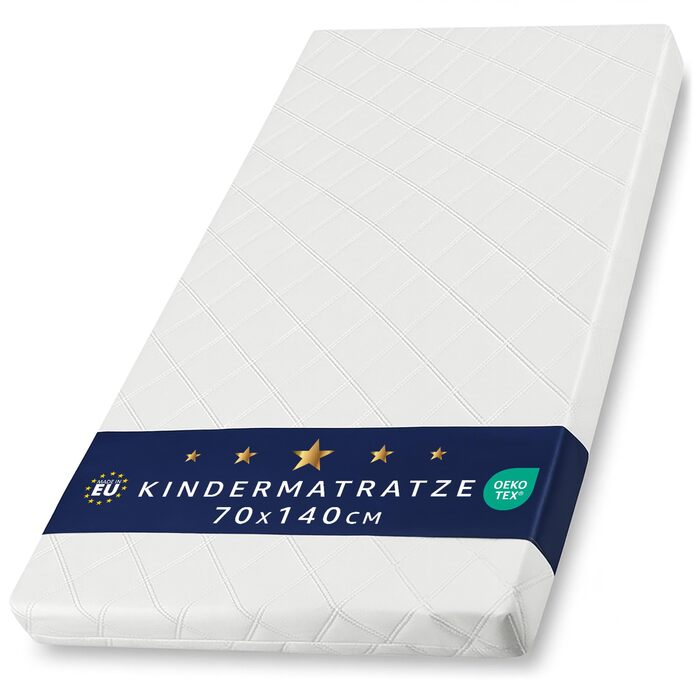 Матрац для дитячого ліжка, 70x140 см, підходить для дитячих ліжечок, дорожніх ліжечок, приліжкових ліжечок та колисок, дитячий матрац для немовлят та дітей, 70 x 140 см, сертифікований Oeko-Tex, 70x140 см з чохлом
