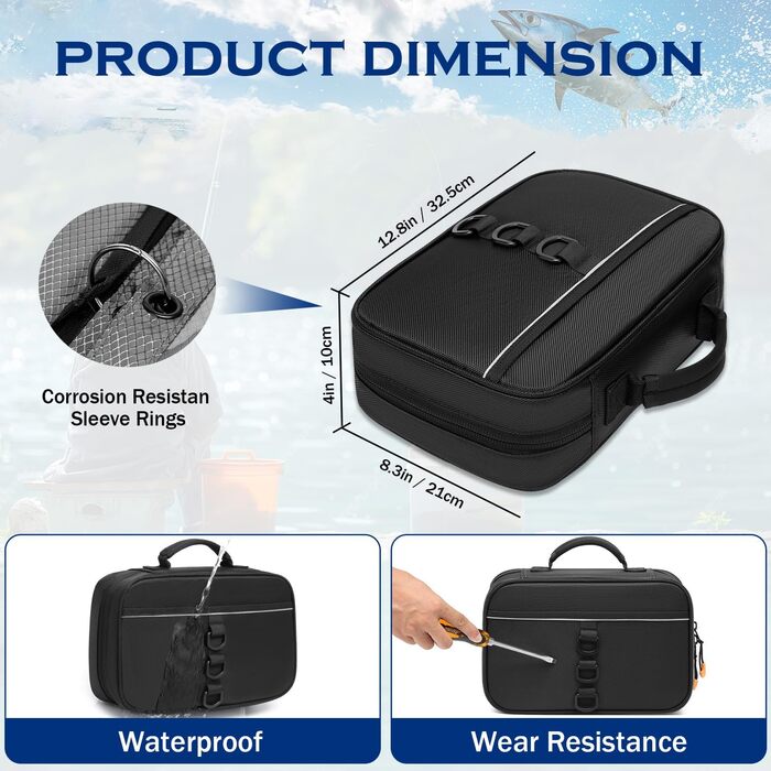 Маленька рибальська сумка з 4 одинарними та 2 подвійними кишенями для риболовних приманок, волосіні, гачків, грузила