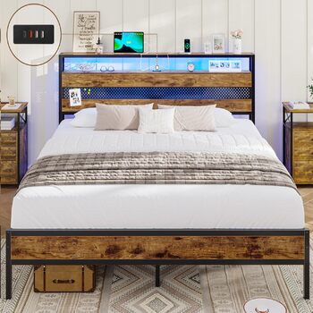Ліжко 140x200 з металевою рейковою основою, металевий каркас ліжка з розеткою та функцією зарядки через USB, двоспальне ліжко з місцем для зберігання речей, підлогове ліжко, дитяче ліжко, каркас ліжка для спальні та гостьової кімнати (140x200 см)