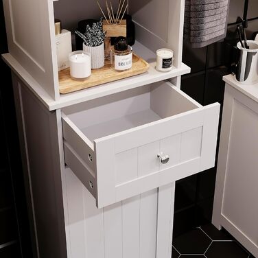 Висока шафа для ванної кімнати Vida Priano з дзеркалом, шафа для зберігання речей, висока підлогова шафа, білий колір Milano, висока біла