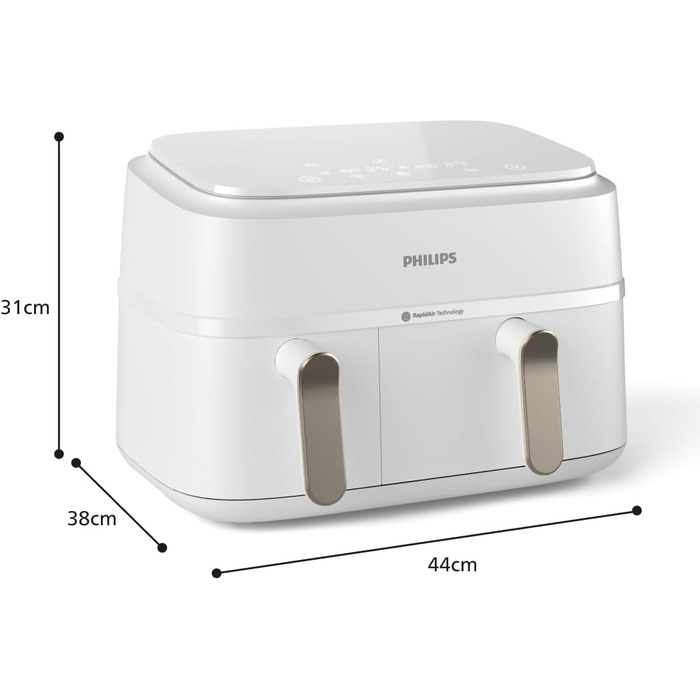 Аерофритюрниця Philips Airfryer 3000 Serie з двома кошиками, Білий, 9 л