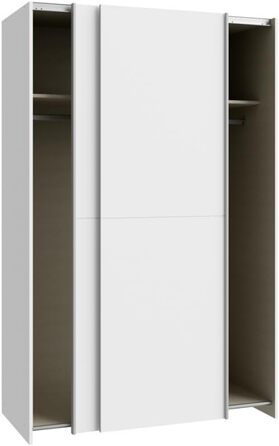 Шафа Forte Furniture у шахи та клітинку 120, дводверна шафа з розсувними дверима, інженерна деревина, білий колір, ширина 120,1 см, висота 190,5 см, глибина 61,2 см Білий 120,1/190,5/61,2