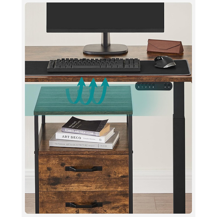 Електрична настільна підставка SONGMICS з регулюванням висоти, подвійний двигун, з гачками, безступінчасте регулювання, функція пам&39яті, сталь, чорний колір LSD019B01