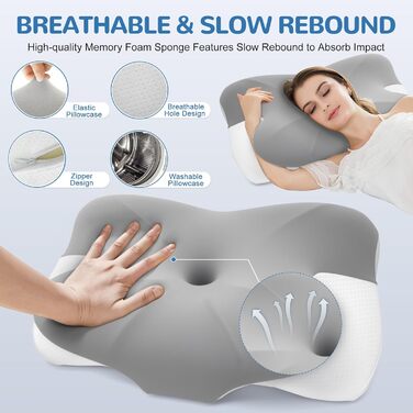Ортопедична подушка для шиї JOVIAL, подушка з піни з ефектом пам&39яті, ергономічна подушка для підтримки шиї для сну на боці, спині та животі, м&39яка та утримуюча форму подушка для сну на боці