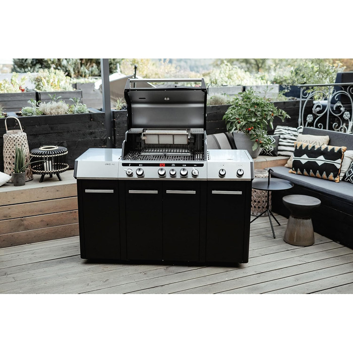 Газовий гриль Enders UNIQ PRO 3 IK KITCHEN CRUSTER 3 сталеві пальники бічний пальник, HEAT RANGE, SWITCH GRID, TURBO ZONE 800 C, SIMPLE CLEAN, двостінна кришка, Cruster 8608