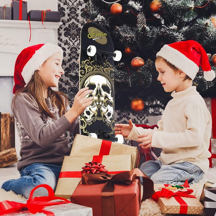 Скейтборд для дорослих повна дошка 31 x 8 дюймів з кульковими підшипниками ABEC-7 7-шаровий клен для початківців дітей та дорослих