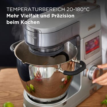 Кухонний комбайн Kenwood Cooking Chef XL KCL95.004SI з функцією приготування та вбудованою шкалою, чаша з нержавіючої сталі 6,7 л, 1500 Вт, в т.ч. набір кондитерських виробів з 5 предметів, срібло