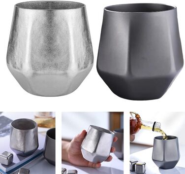 Двостінна титанова ізольована чашка для пиття, місткістю 240 мл, для кемпінгу, пікніків та домашнього використання, срібляста