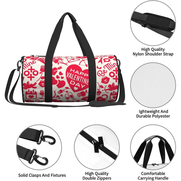 Сумка для подорожей чоловіча з написом Happy Valentine's Day, спортивна сумка для вікендів та коротких поїздок