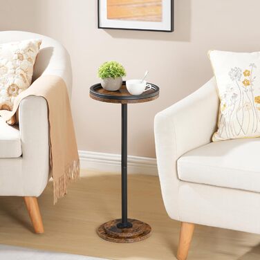 Круглий журнальний столик HOOBRO, коктейльний столик, бістро-стіл для невеликих приміщень, вітальні, спальні, рустикальний коричневий та чорний EBF168BZ01 темно-коричневий чорний