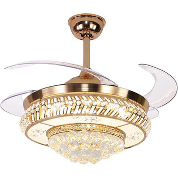 Безшумна лампа для вентилятора Сучасні кришталеві стельові вентилятори з підсвічуванням 3 кольори 6 швидкостей з пультом дистанцій